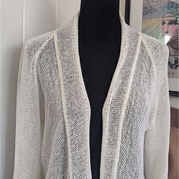 Eileen Fisher White Linen Knit Open Weave sz MD EUC - Picture 3 of 9